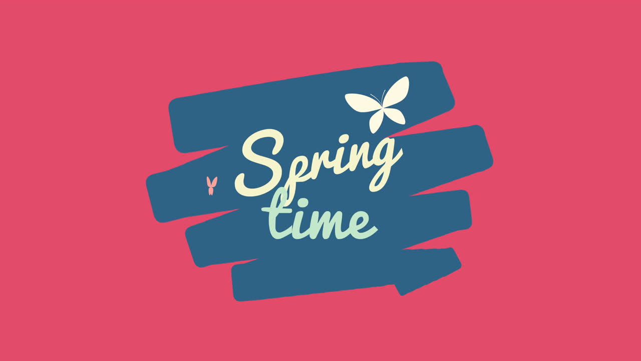 패션 파란색 브러시와 빨간색 그라데이션에 나비와 함께 봄