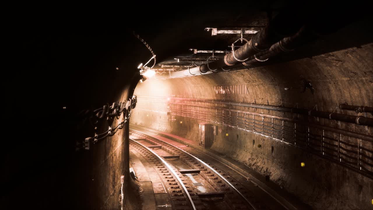 viejo y oscuro túnel de metro abandonado
