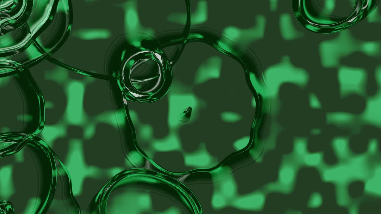 Glossy Green Organic Shapes Flowing Abstract Animation