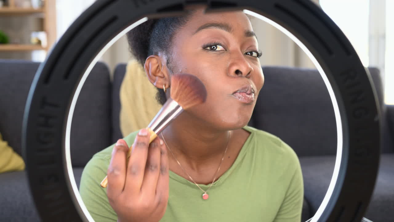 Beauty influencer filming a makeup tutorial