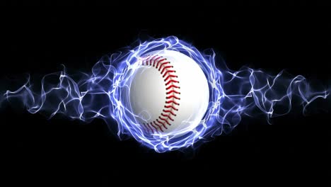 baseball ball in blue abstract particles ring, loop, 4k