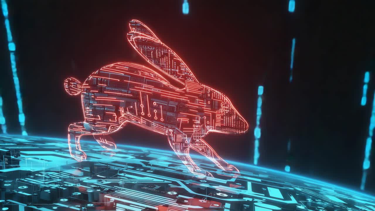 Futuristic Cyberpunk Rabbit Circuit Board
