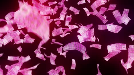 dinero neón 80s marco de alambre caída euros arcade ganar moneda de europa hacer lluvia 4k
