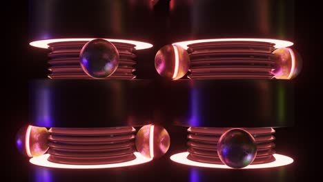 abstract 3d render of glowing cylinders and spheres