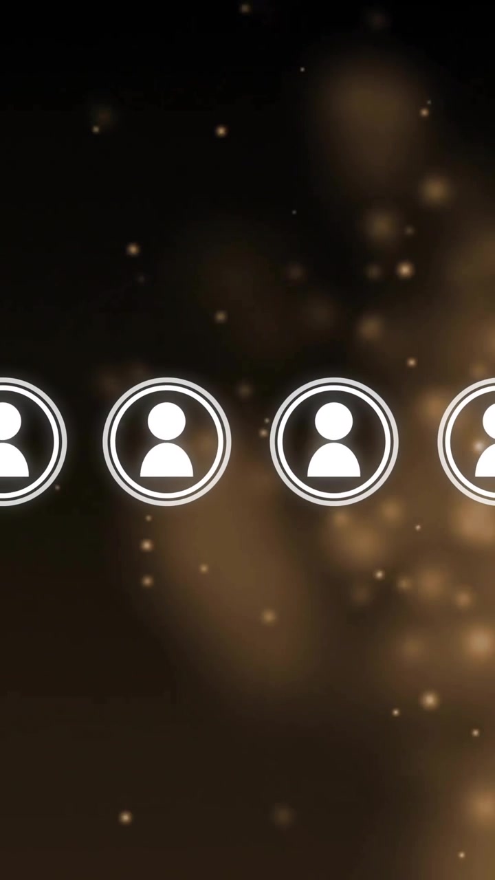 Row of user icons animation over golden bokeh background