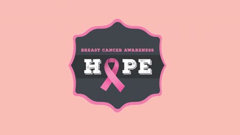 Animation-of-pink-ribbon-logo-and-breast-cancer-text-appearing-on-pink-background