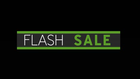 texto de venta de flash blanco y verde que aparece contra una pantalla negra
