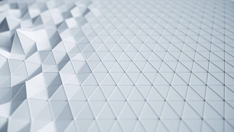 hermosa superficie de poli blanca baja que se transforma en animación 3d abstracta. bucle sin costuras 3d que muestra el fondo en 4k