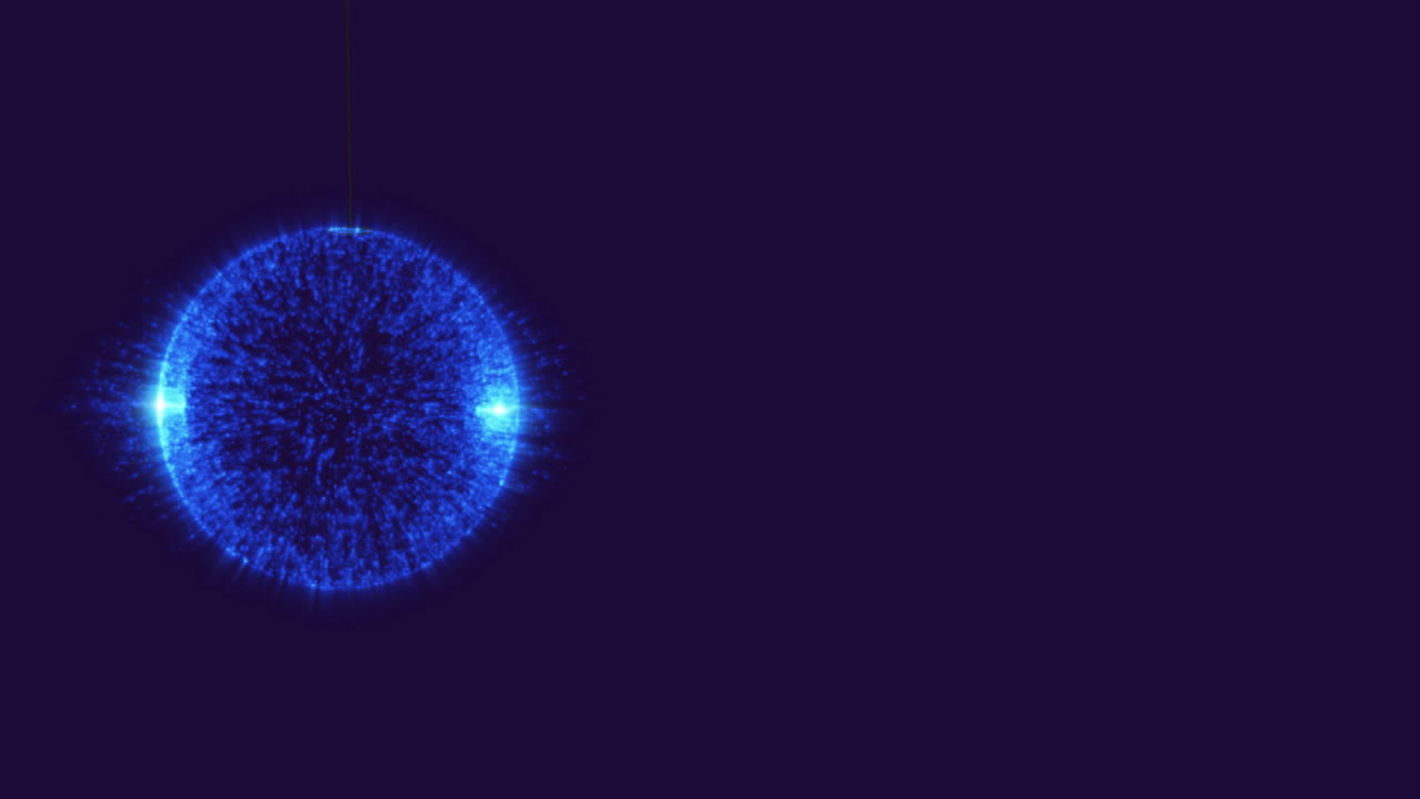 Animation of blue circle with spots on black background