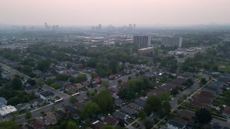 hybrid electric public transit buses driving in heavily polluted air quality in urban city during climate change