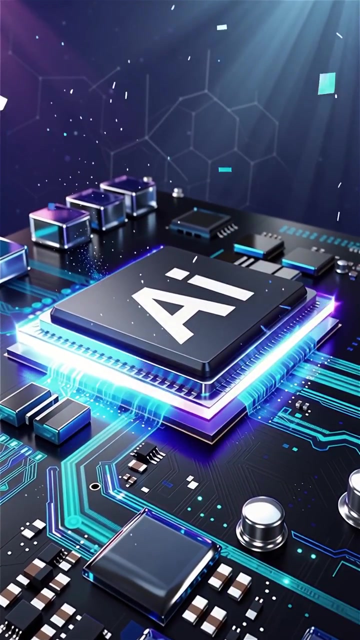 Futuristic AI Chip Motherboard Technology Background