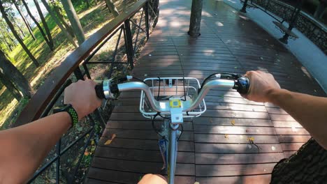 person riding an e-bike in a park