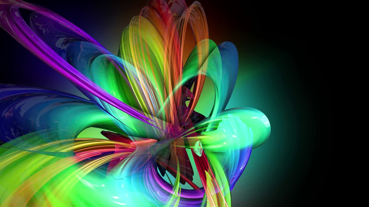 4k colorida animación en bucle de una cinta de colores arco iris con luz de neón moviéndose en un círculo como fondo abstracto con líneas y cintas. luma matte está incluido como canal alfa para la composición. 49