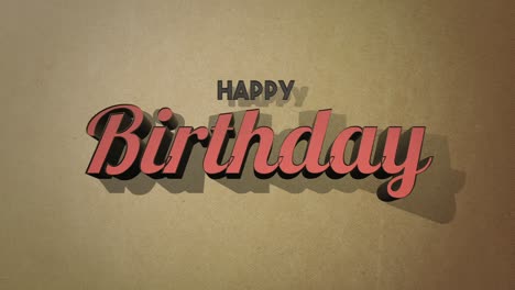 happy birthday red lettering on brown background greeting card