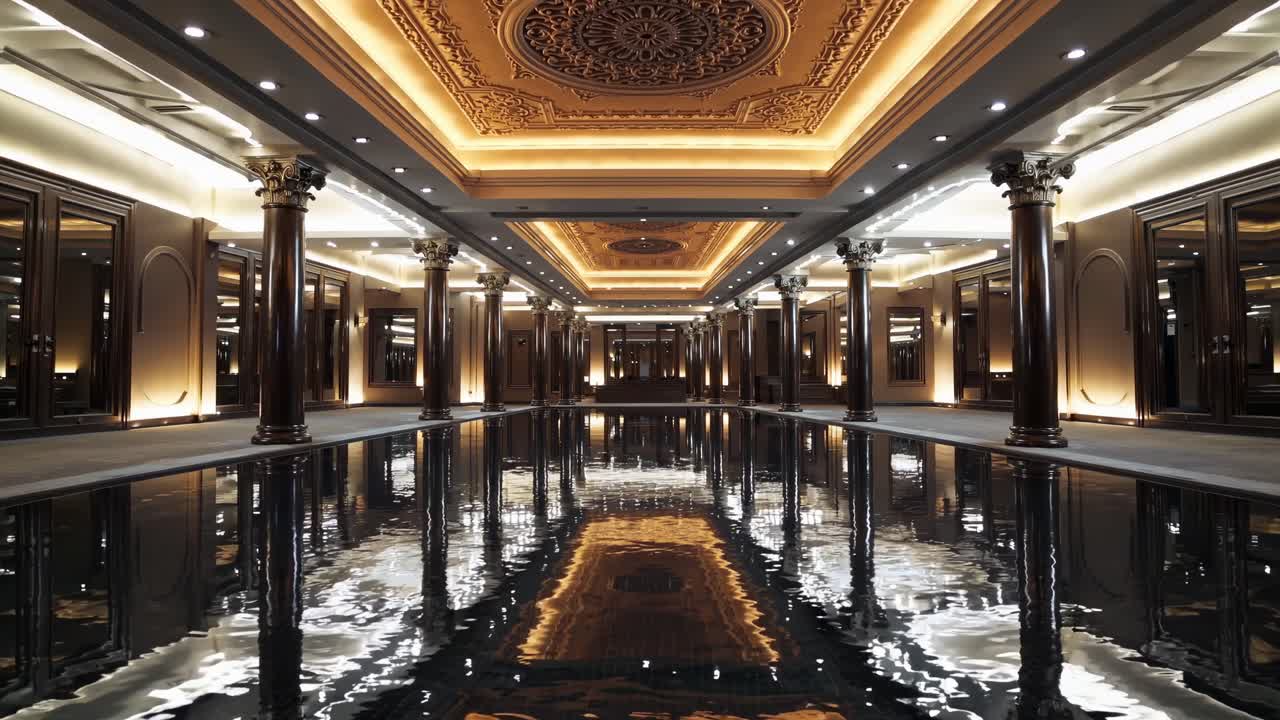 Luxury Indoor Pool with Classic Architecture