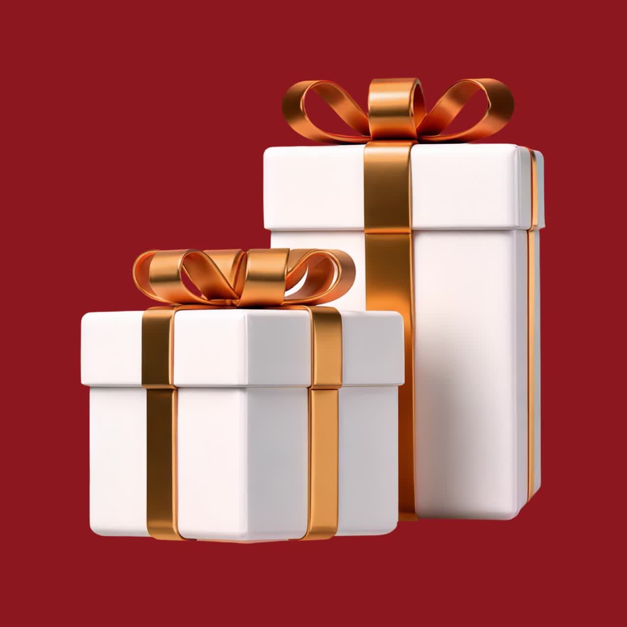 Elegant gift boxes with ribbons animation isolated asset, transparent 4K video, alpha channel
