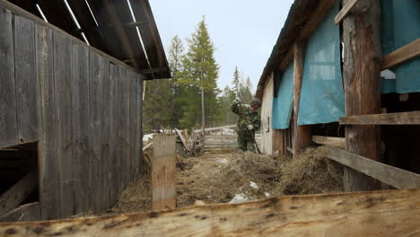 farmer working on a farm in winter