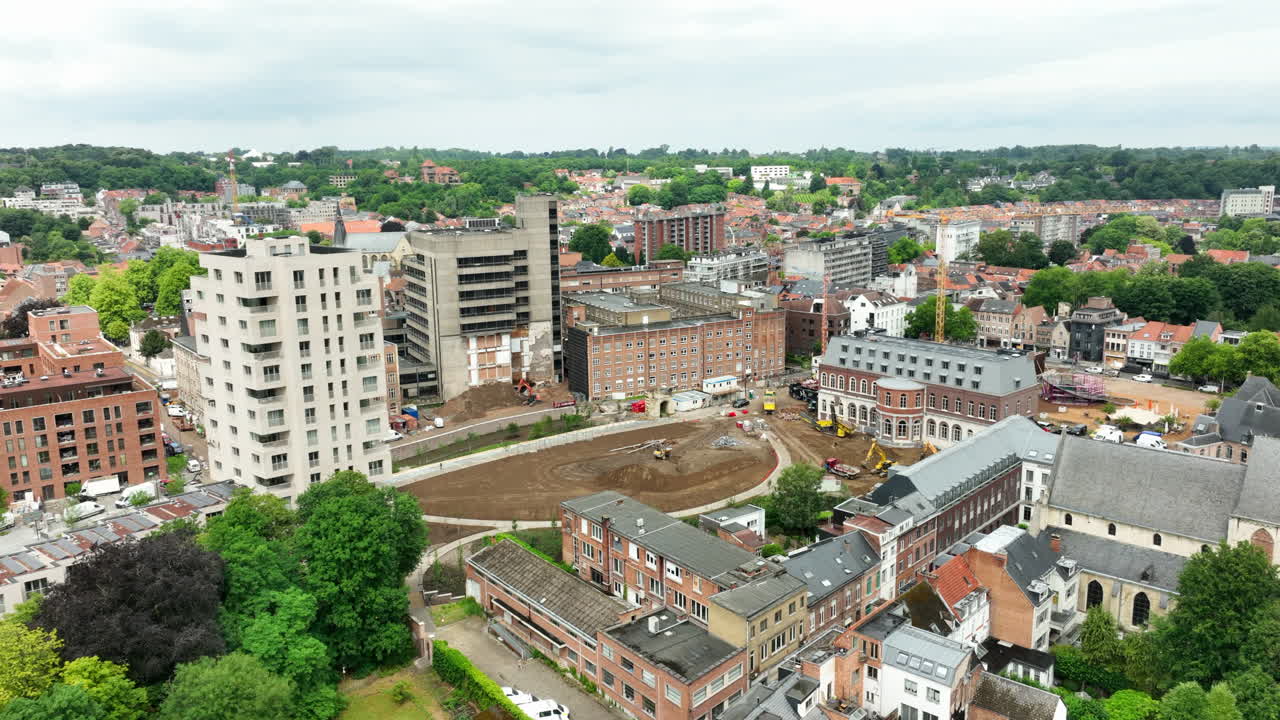 Aerial Establishing View of Hertogensite Building Project in Leuven BE