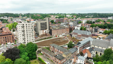 aerial establishing view of hertogensite building project in leuven be