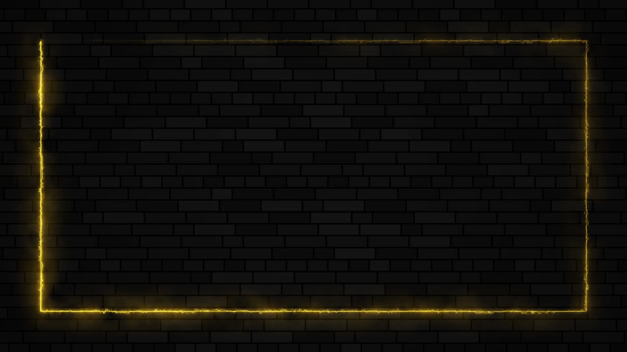 желтый горящий абстрактный бесшовный петлевый прямоугольник на кирпичной стене