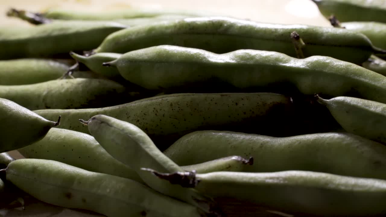 Pile of fresh fava beans