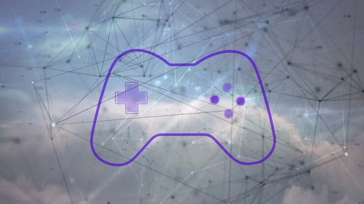 Animazione di gamepad, connessioni e nuvole