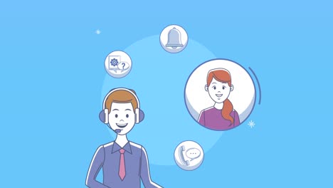 trabajador de servicio al cliente con carácter de auricular