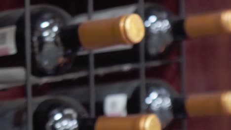 wine bottles on display at a liquor store