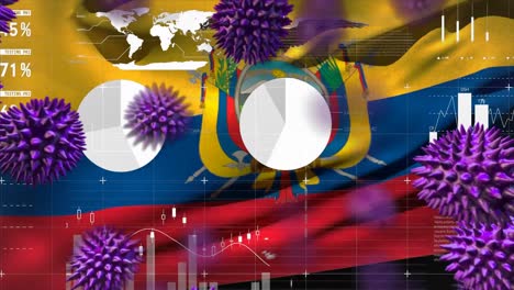 Macro-corona-virus-spreading-with-Ecuadorian-flag-billowing-in-the-background