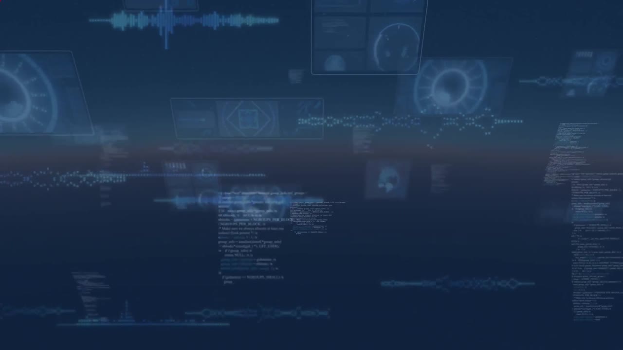 Animation of red spinning pattern over data processing