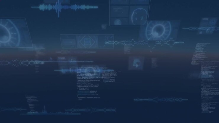 Animation of red spinning pattern over data processing