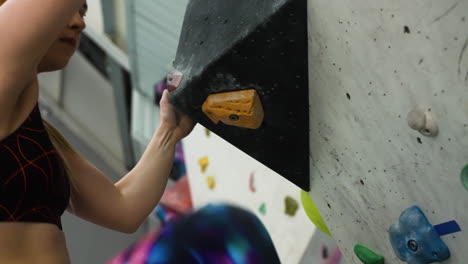 person in a climbing wall centre