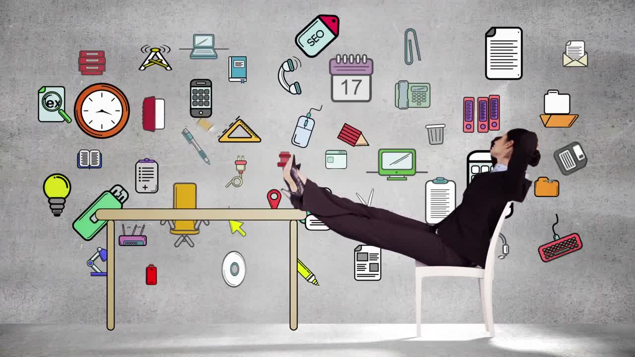 Smiling businesswoman relaxing herself