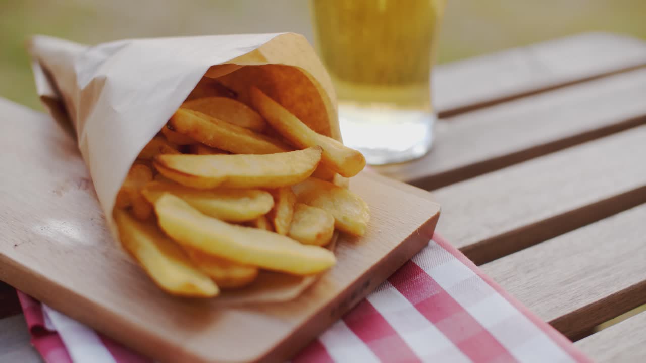 Packet of takeaway French fries