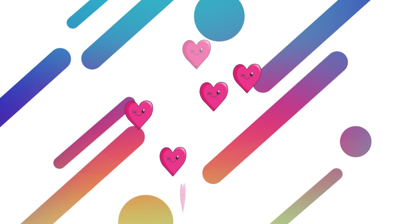 ⁇ 색 배경에 있는 모양과 심장 아이콘의 애니메이션