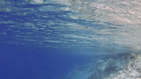 scuba diving in the ionian sea at paralia emplisi in kefalonia island, greece. underwater