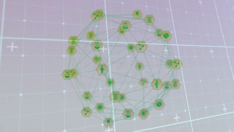 Animation-of-network-of-connections-with-icons-globe-and-grid