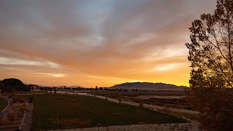 colorful sunset time lapse in suburban america