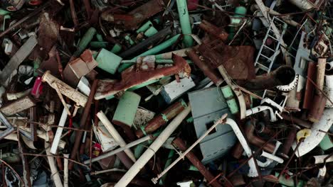 giant pile of metal trash from above drone