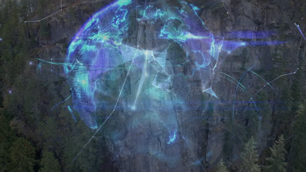 animación de la red de conexiones sobre las rocas