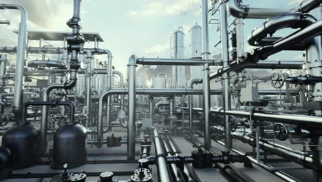 oil refinery and plant and tower column of petrochemistry industry in oil and gas industrial