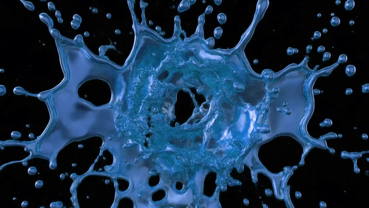 Blue Liquid Splash Isolated on Black Background