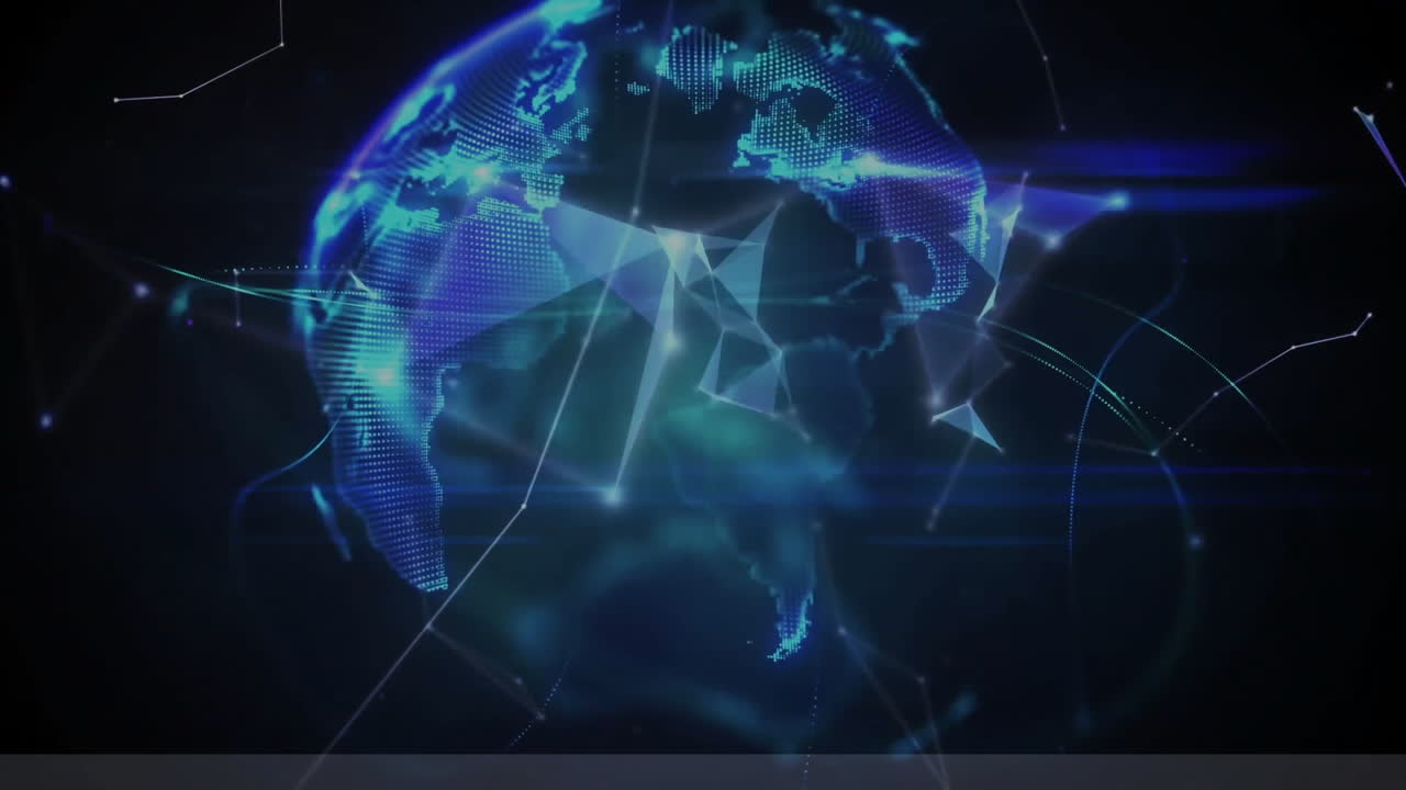 Animation of network of connections over globe on black background