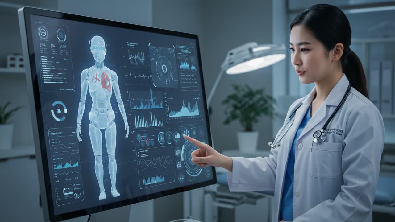 A Skilled Medical Professional Analyzing Advanced Health Diagnostics on ...
