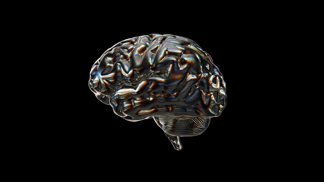 Steel Human brain with Rainbow Reflections Looped Animation