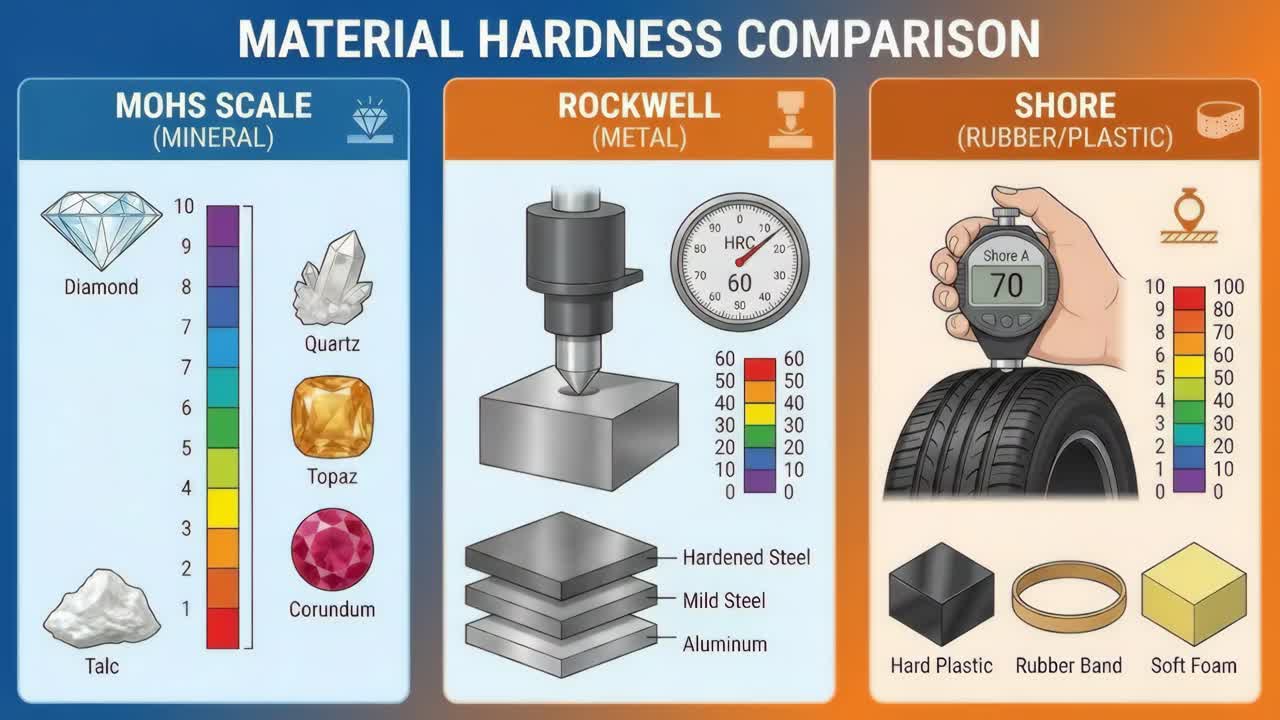 Material Hardness Comparison: Mohs, Rockwell, and Shore Scales