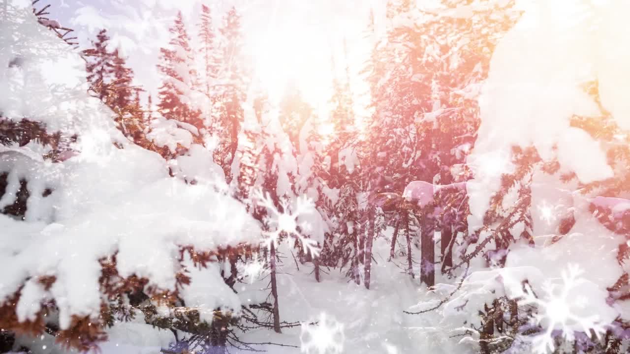 겨울 풍경에서 내리는 눈의 애니메이션