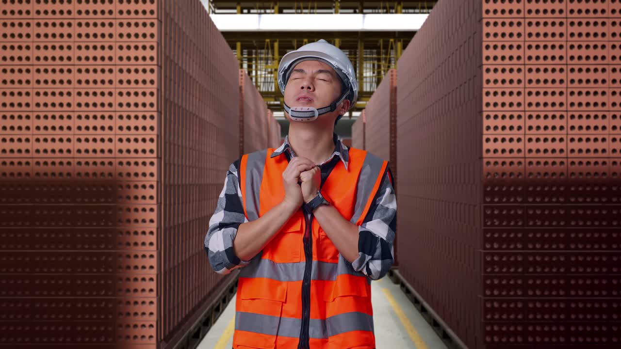 Worker Praying in a Brick Factory