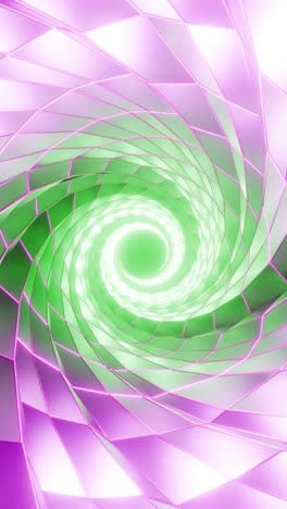 geometric pattern with neon lights tunnel with multicolored illumination, 3d loop background