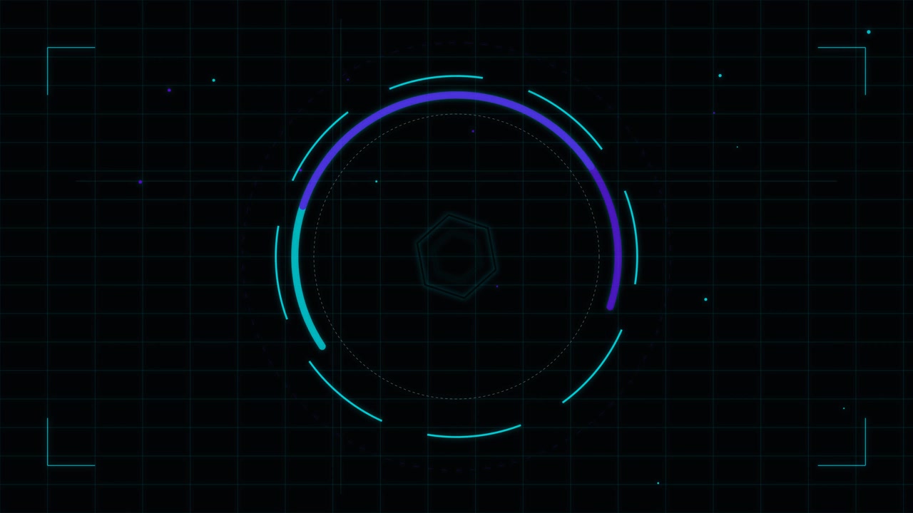 Futuristic Digital HUD Interface with Rotating Circular Elements